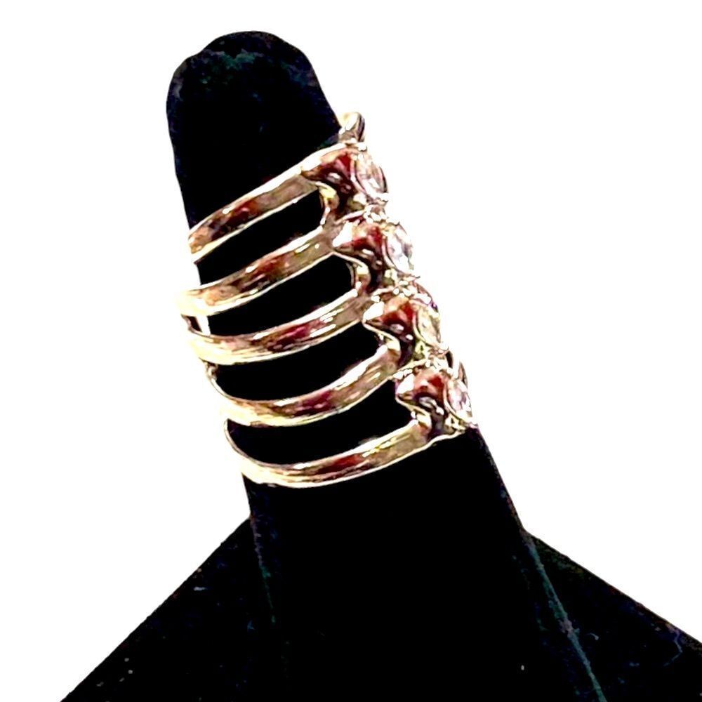Silver Cut Out Rib Cage Statement Ring - Picture 2 of 4